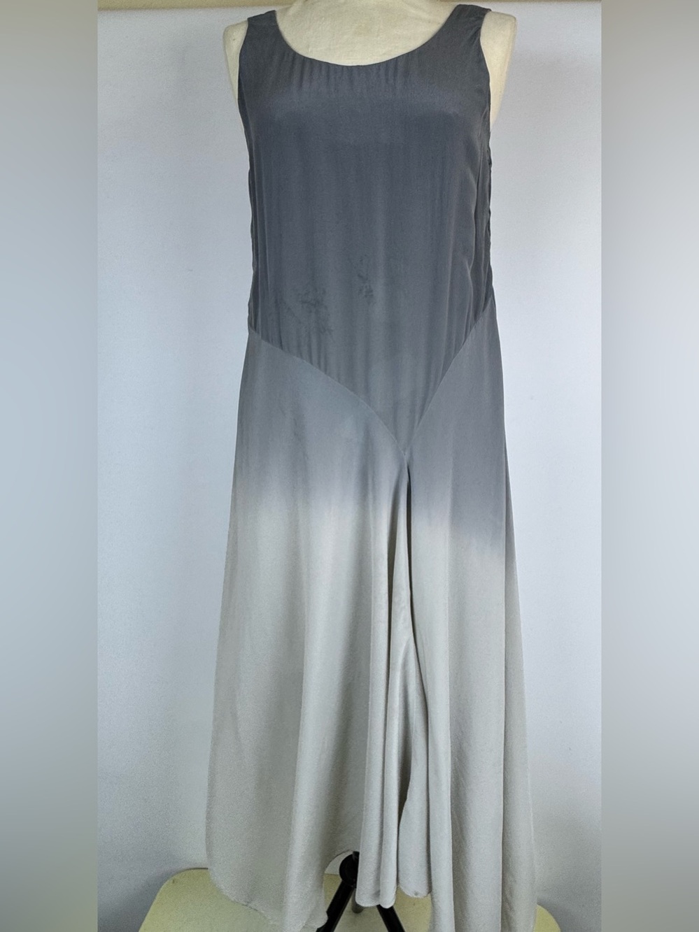 Eileen Fisher Sleeveless Grey Ombré Midi Dress - Picture 2 of 15